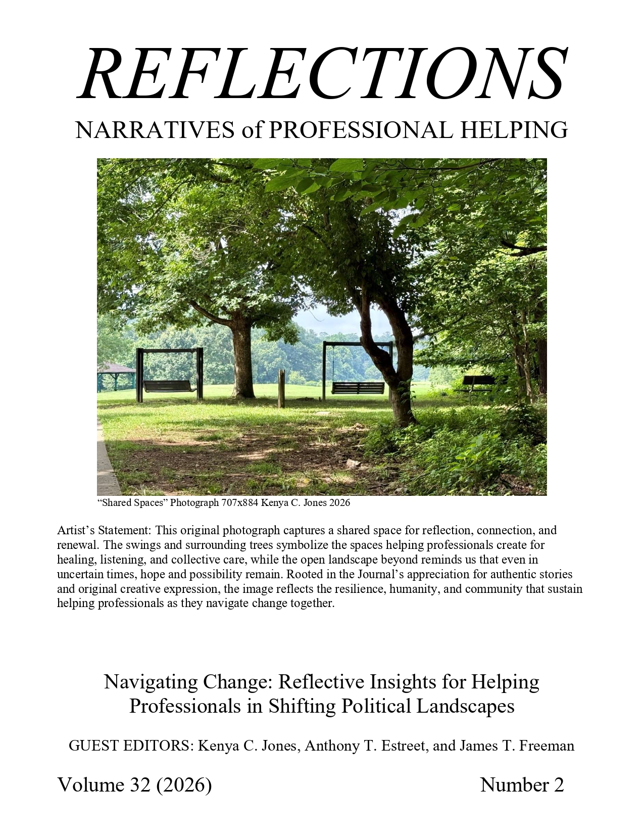 					View Vol. 32 No. 2 (2026): Navigating Change: Reflective Insights for Helping Professionals in Shifting Political Landscapes
				